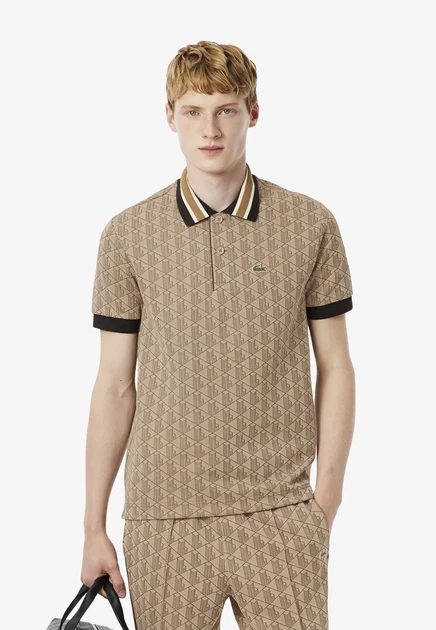 Мужская футболка-поло Lacoste DH1417_QIJ, бежево-коричневая