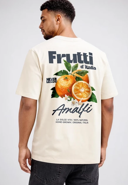 Мужская футболка Neverless Frutti d'Italia, бежевая