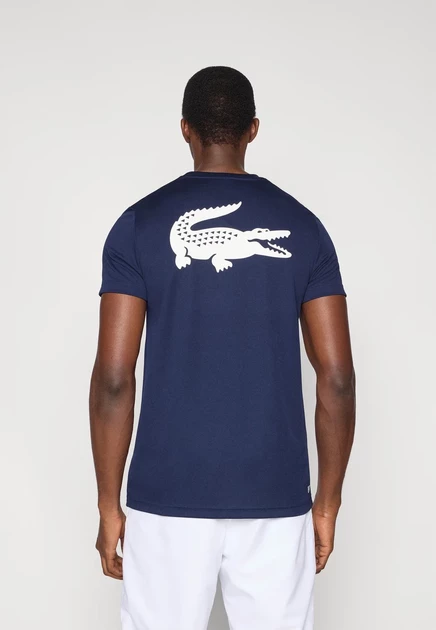 Мужская спортивная футболка Lacoste Tennis, белая с темно-синим