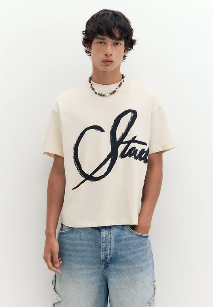 Мужская футболка Pull&Bear Graffiti, белая