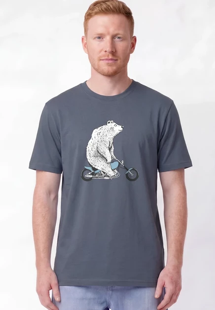 Мужская футболка watapparel BÄR, с принтом, серо-синяя