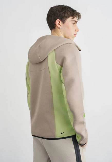 Мужская толстовка Nike Tech Fleece, кремовая/лаймовая/черная