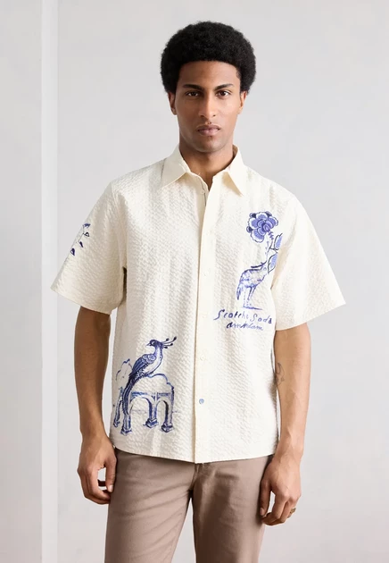 Мужская рубашка Scotch & Soda Delfts Blauw, бежевая