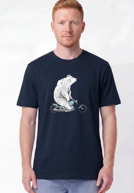 Мужская футболка watapparel Bär auf Bike, темно-синяя
