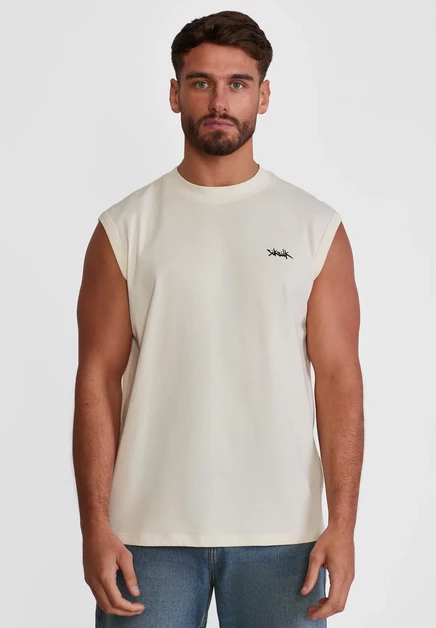 Мужская майка SikSilk Sleeveless, цвета экрю