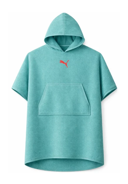 Унисекс банное пончо Puma 660009, серо-зелёное