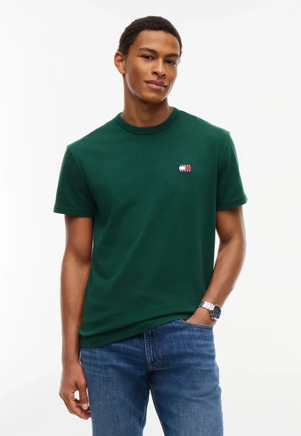 Tommy Jeans BADGE  - Basic T-shirt - ecru velvet green
