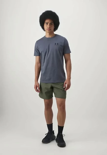 Мужская спортивная футболка Under Armour Left Chest Logo, серо-черная