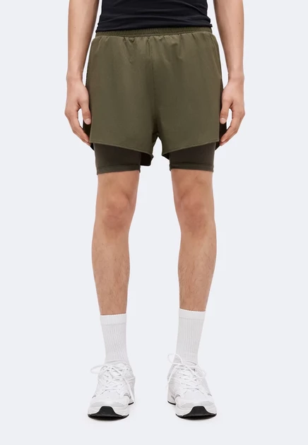 Мужские спортивные шорты Pier One Sport 2-в-1, оливковые