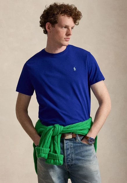 Polo Ralph Lauren CUSTOM SLIM FIT JERSEY CREWNECK T-SHIRT - Basic T-shirt - garden pink classic azure