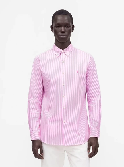 Мужская рубашка Polo Ralph Lauren, розово-белая