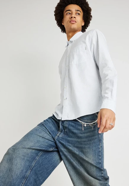Мужская рубашка Pepe Jeans Prescot в полоску, голубая