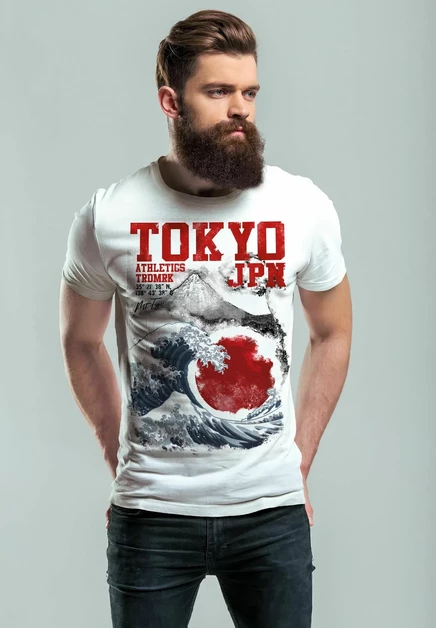 Мужская футболка Neverless Tokyo Japan Style, белая