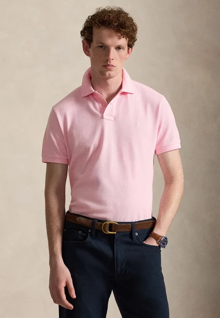Polo Ralph Lauren CUSTOM SLIM FIT INDIGO MESH POLO SHIRT - Polo shirt - antique cream/c7114 bath pink