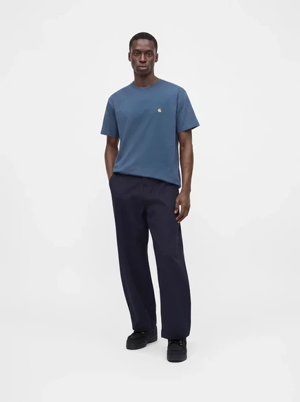 Мужская футболка Carhartt WIP CHASE, голубая/золотистая