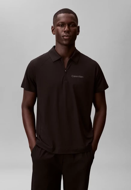 Мужское поло Calvin Klein Zip Pique, чёрно-белое