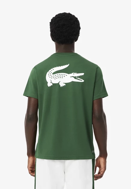 Мужская спортивная футболка Lacoste Tennis, белая с зелёным