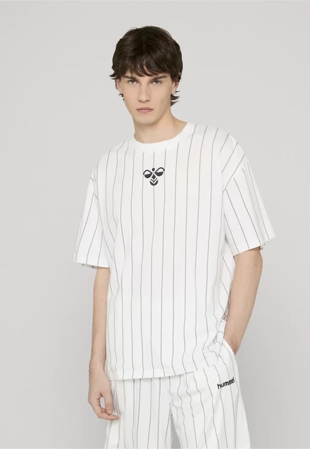 Мужская футболка Hummel Chevron Pinstripe, бело-черная