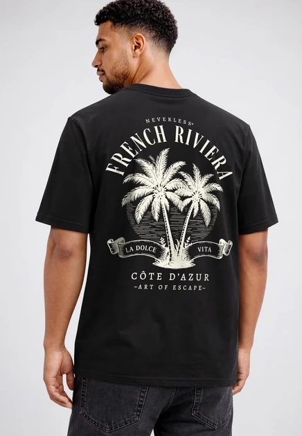 Мужская футболка Neverless French Riviera, черная