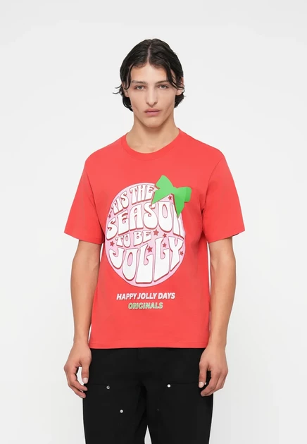 Мужская футболка Jack & Jones X-mas с принтом, красная