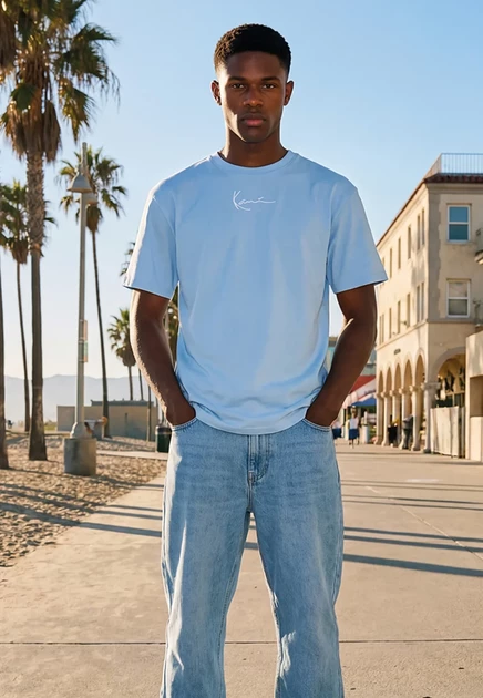 Унисекс футболка Karl Kani Small Signature Tee, голубая