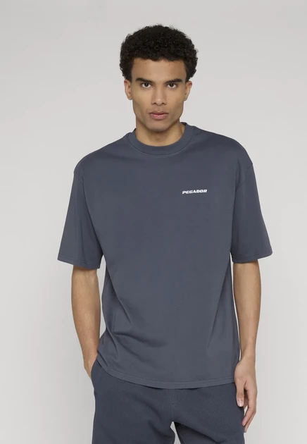Pegador LOGO OVERSIZED TEE - Basic T-shirt - grey/white washed twilight blue white