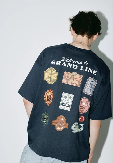 Мужская футболка Pull&Bear Grand Line, темно-синяя