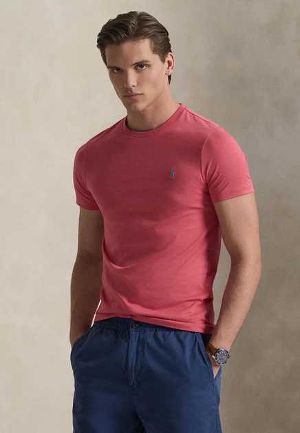 Polo Ralph Lauren CUSTOM SLIM FIT JERSEY CREWNECK T-SHIRT - Basic T-shirt - garden pink red sky
