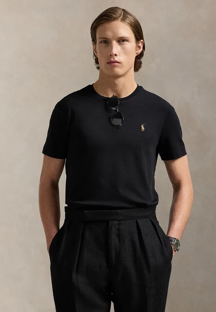 Polo Ralph Lauren CUSTOM SLIM FIT SOFT COTTON T-SHIRT - Basic T-shirt - pale cream black