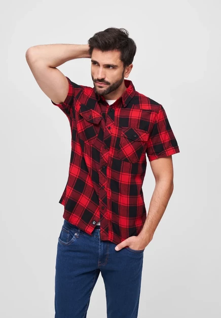 Мужская рубашка Brandit Checkshirt, красно-черно-белая