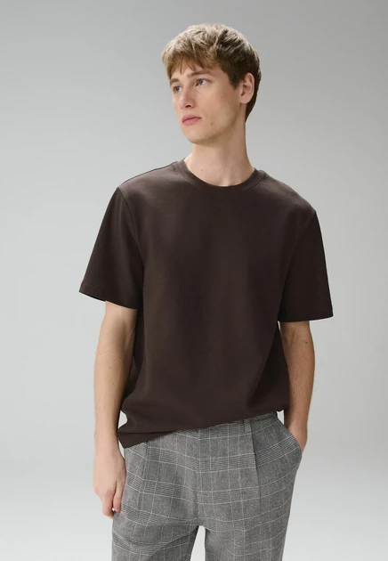 Next REGULAR FIT - SMART SOFT TOUCH HEAVYWEIGHT T-SHIRT  . - Basic T-shirt - white brown chocolate