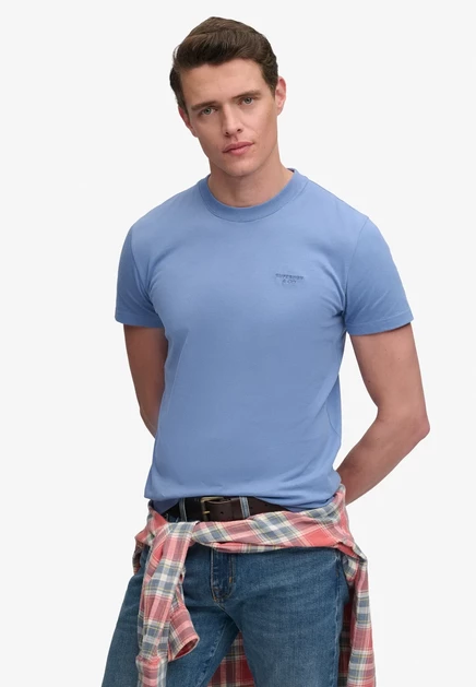 Superdry & Co SUPERDRY ESSENTIAL STACKED LOGO EMBROIDERED T-SHIRT.. - Basic T-shirt - pitch green marl pure navy colony blue mid blue