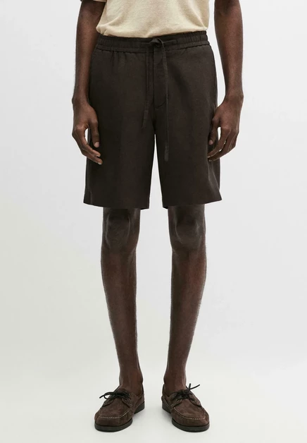 Мужские бермуды Massimo Dutti из льна, темно-коричневые
