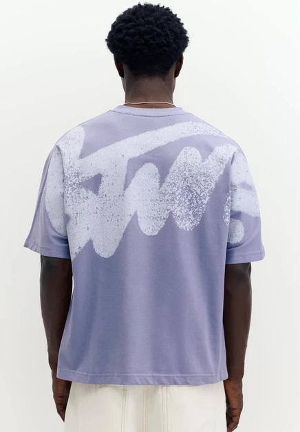Мужская футболка Pull&Bear Graffiti Logo, серо-синяя