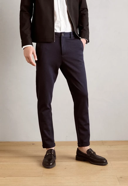 Lindbergh SUPERFLEX KNITTED CROPPED PANT - Chinos - black navy mix