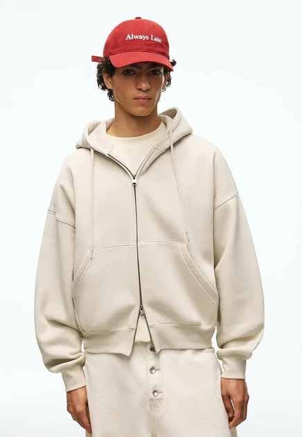Мужская толстовка Bershka Basic Zip-Up, черно-серая