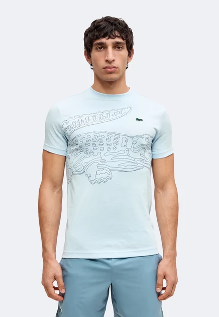 Lacoste Sport CROCODILE PRINT - Sports T-shirt - bleu marine/bleu bleu clair/bleu