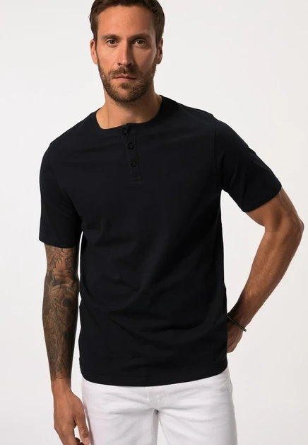 Мужская футболка JP1880 Henley, бирюзовая