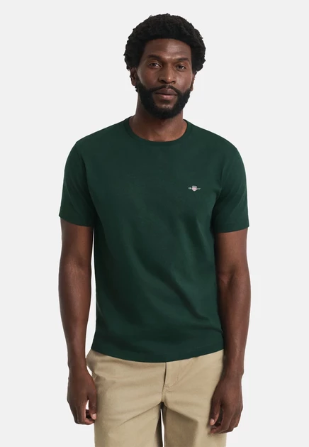 GANT SHIELD - Basic T-shirt - evening blue tartan green
