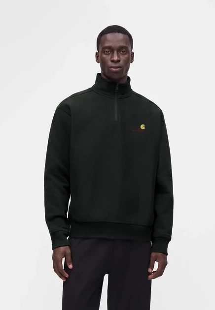 Carhartt WIP HALF ZIP AMERICAN SCRIPT - Sweatshirt - black raven