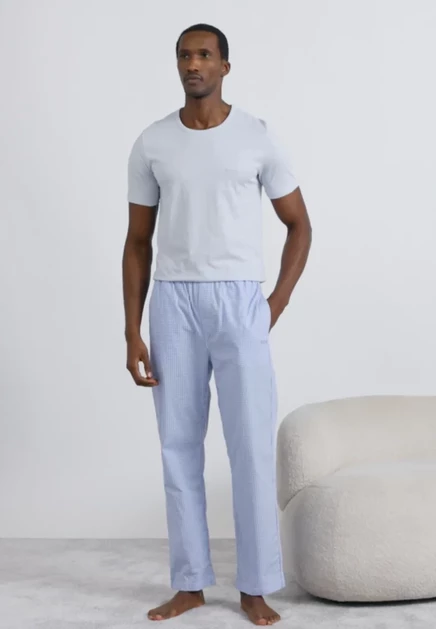 Мужские пижамные брюки Boss Pants, клетка, голубые
