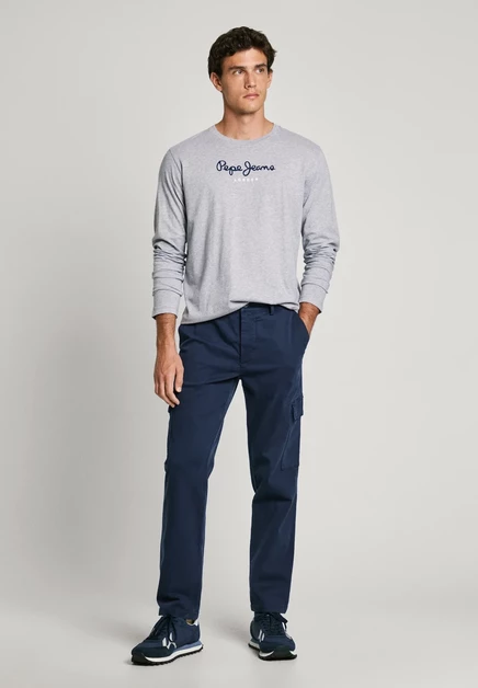 Мужской лонгслив Pepe Jeans Eggo, серый меланж