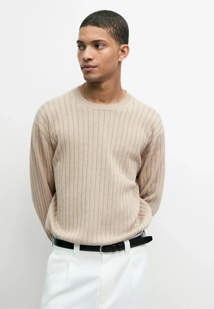 Мужской джемпер Massimo Dutti, хлопок, коричневый