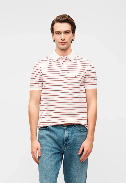 Мужское поло Tommy Hilfiger 1985, шоколадное с красным