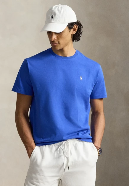 Polo Ralph Lauren CUSTOM SLIM FIT JERSEY CREWNECK T-SHIRT - Basic T-shirt - earth blue new iris blue