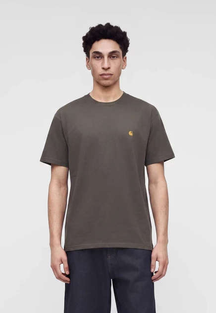 Carhartt WIP CHASE - Basic T-shirt - icesheet/gold-coloured shungite