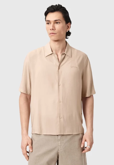 Мужская рубашка AllSaints BARON, серо-бежевая