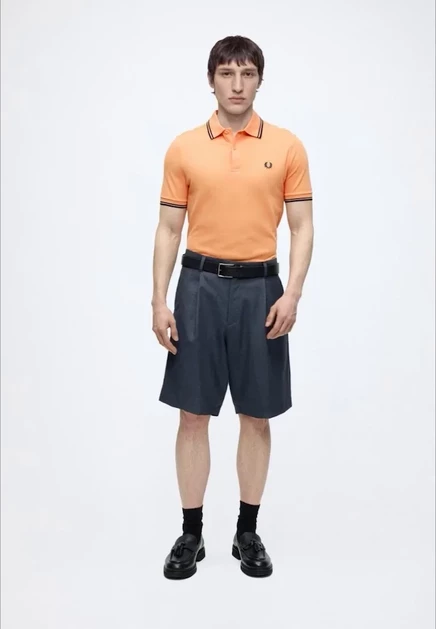 Мужское поло Fred Perry Twin Tipped, персиково-синее