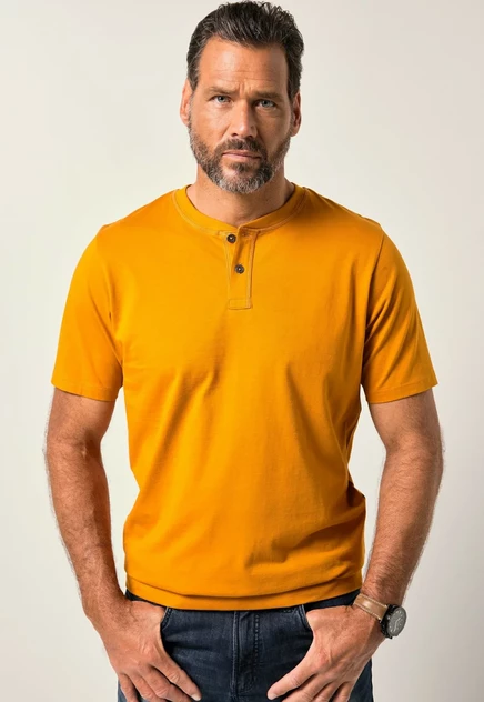 Мужская футболка JP1880 Henley Bauchfit, карри
