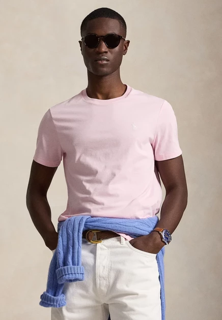 Polo Ralph Lauren CUSTOM SLIM FIT JERSEY CREWNECK T-SHIRT - Basic T-shirt - garden pink bath pink